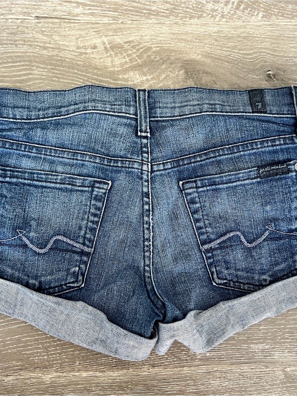 7 For All Mankind Dark Wash Denim Cutoff Shorts 25